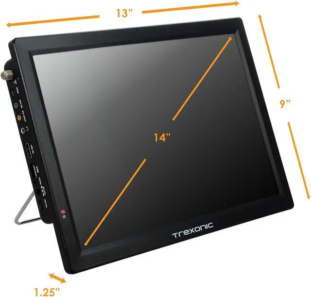 Alt view image 6 of 7 - Trexonic Portable Rechargeable 14 Inch LED TV with HDMI, SD/MMC, USB, VGA, AV In/Out and Built-in Digital Tuner