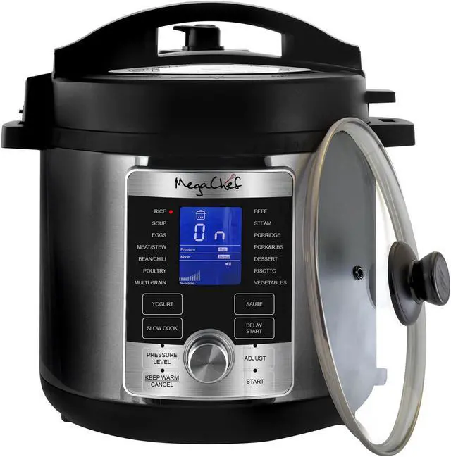 Alt view image 4 of 10 - Megachef MCPR-6100 6 qt. Electric Digital Pressure Cooker with Lid, Stainless Steel