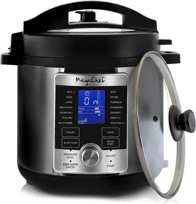 Alt view image 6 of 10 - Megachef MCPR-6100 6 qt. Electric Digital Pressure Cooker with Lid, Stainless Steel