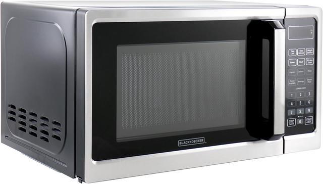  BLACK+DECKER Digital Microwave Oven with Turntable Push-Button  Door, Child Safety Lock, Stainless Steel, 0.9 Cu Ft: Home & Kitchen