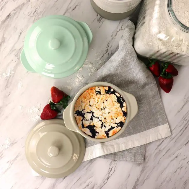Alt view image 6 of 6 - Martha Stewart Stoneware Round Mini Casserole with Lid in Mint