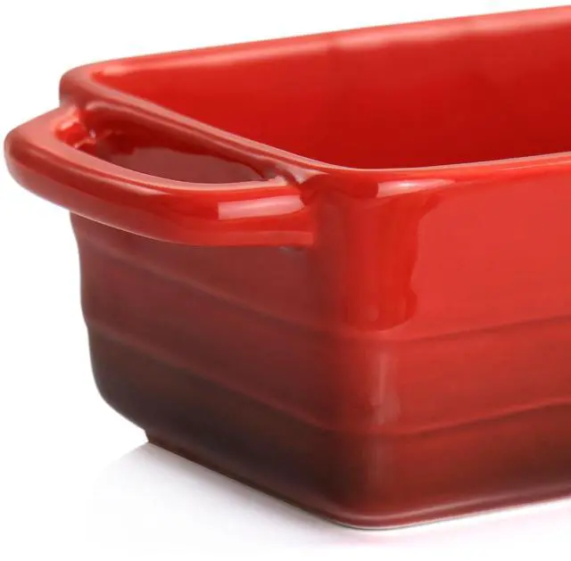 Alt view image 6 of 7 - Crock Pot Appleton 6 Piece 12 Ounce Stoneware Mini Loaf Pan Baker Set in Gradient Red