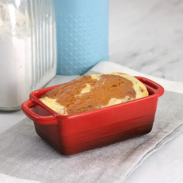 Alt view image 7 of 7 - Crock Pot Appleton 6 Piece 12 Ounce Stoneware Mini Loaf Pan Baker Set in Gradient Red