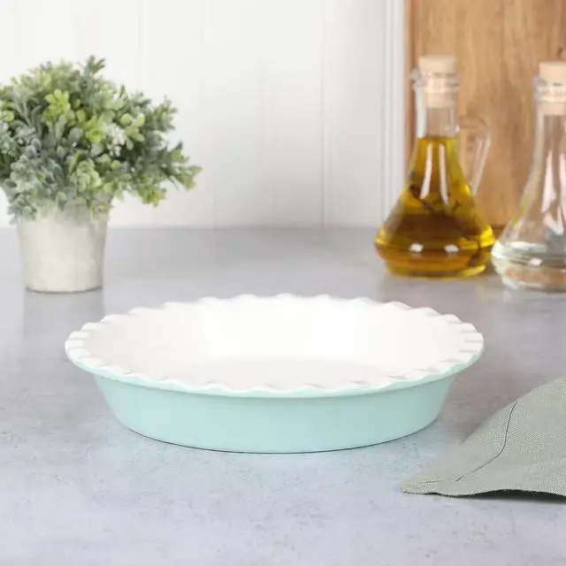 Alt view image 5 of 5 - Martha Stewart Vanowen 9 Inch Round Scalloped Edge Stoneware Pie Pan in Blue
