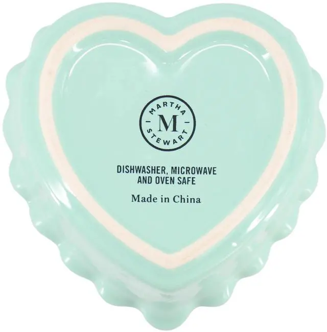 Alt view image 5 of 6 - Martha Stewart Hartley 6 Piece 4.1 Inch Stoneware Heart Shape Baker Set in Blue