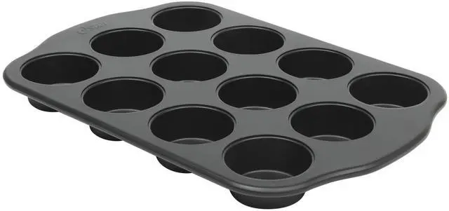 Main image of Oster Teston Platinum Collection 12-Cup Nonstick Carbon Steel Muffin Pan in Matte Black