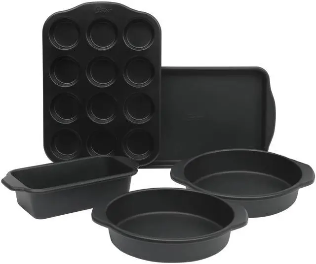 Main image of Oster Teston Platinum Collection 5 Piece Nonstick Carbon Steel Bakeware Set in Matte Black