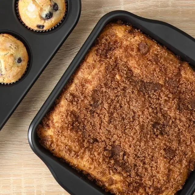 Alt view image 4 of 4 - Oster Teston Platinum Collection 8 Inch Nonstick Carbon Steel Square Cake Pan in Matte Black