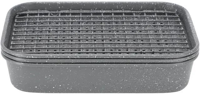 Alt view image 2 of 7 - Oster Greystone 4 Piece Nonstick Carbon Steel Toaster Oven Bakeware Set in Speckled Grey