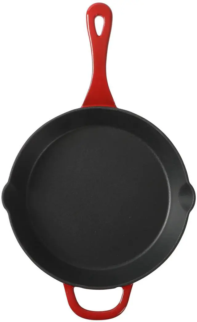Alt view image 2 of 6 - Crock-Pot Artisan 10 Inch Enameled Cast Iron Round Skillet in Gradient Red