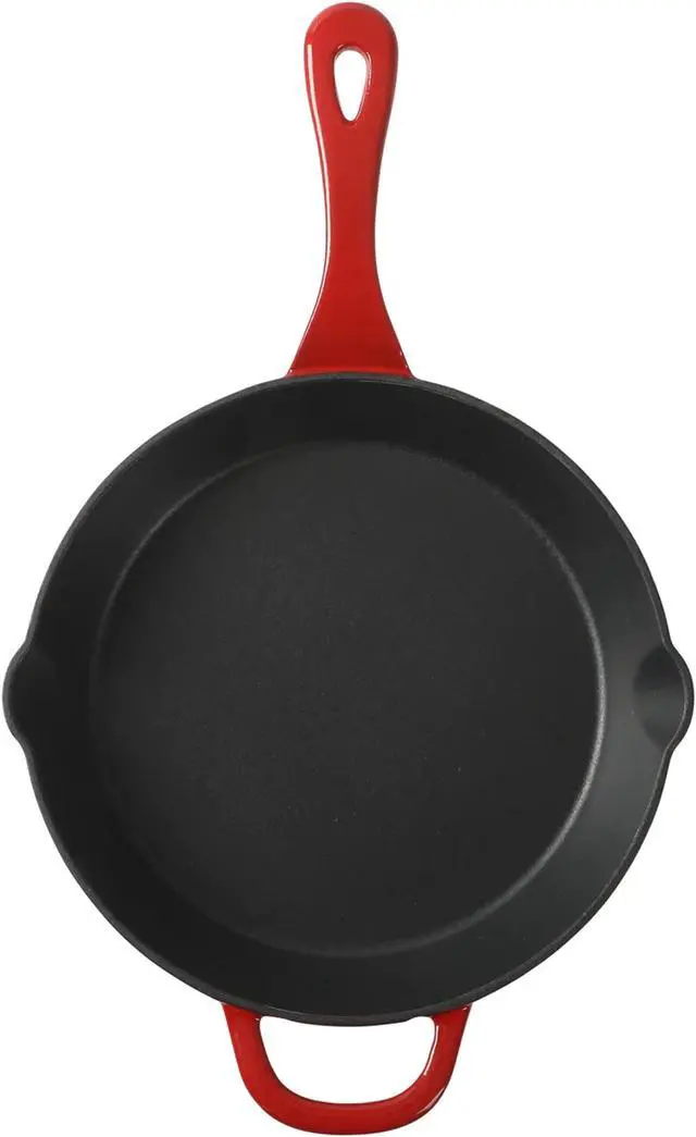 Alt view image 2 of 7 - Crock-Pot Artisan 12 Inch Enameled Cast Iron Round Skillet in Gradient Red