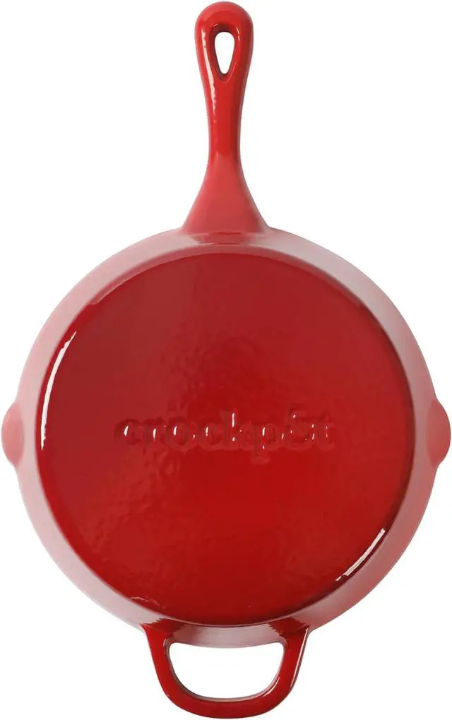 Alt view image 3 of 7 - Crock-Pot Artisan 12 Inch Enameled Cast Iron Round Skillet in Gradient Red