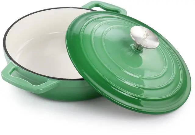 Main image of MegaChef 2 Quart Round Enameled Cast Iron Braiser Pan in Green