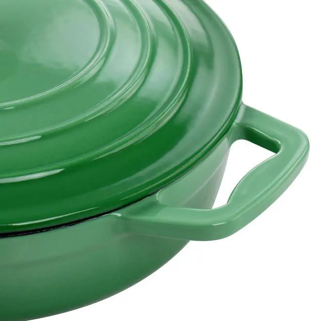 Alt view image 6 of 7 - MegaChef 2 Quart Round Enameled Cast Iron Braiser Pan in Green