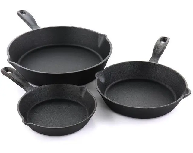 Alt view image 2 of 7 - Oster Castaway 3 Piece Cast Iron Pre-Seasoned Frying Pans