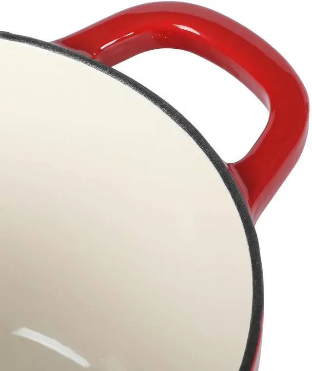 Alt view image 3 of 6 - Crock-Pot Artisan 3 Quart Enameled Cast Iron Saucepan with Lid in Red and Gold