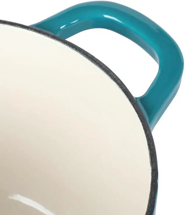 Alt view image 3 of 6 - Crock-Pot Artisan 3 Quart Enameled Cast Iron Saucepan with Lid in Teal and Silver