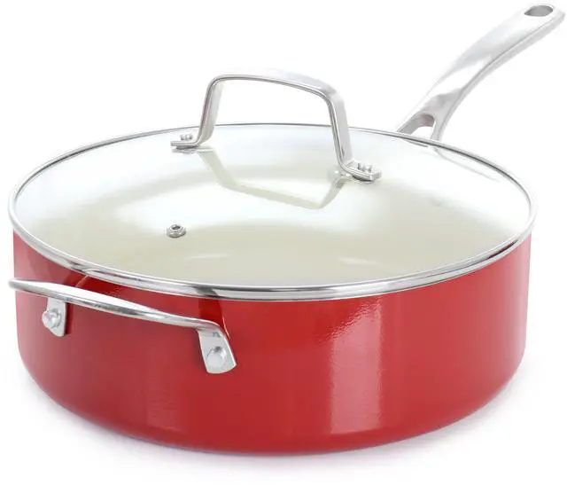 Alt view image 2 of 7 - Martha Stewart Lockton Premium 10 Piece Enameled Heavy Gauge Aluminum Ceramic Nonstick Cookware Set in Red