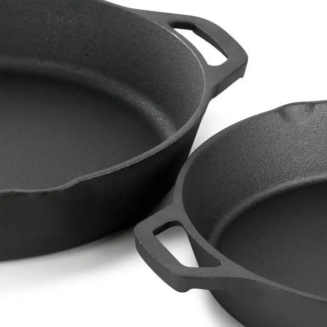 Alt view image 5 of 7 - MegaChef 13 Piece Cast Iron Skillet Set with Tempered Glass Lids and Silicone Holders