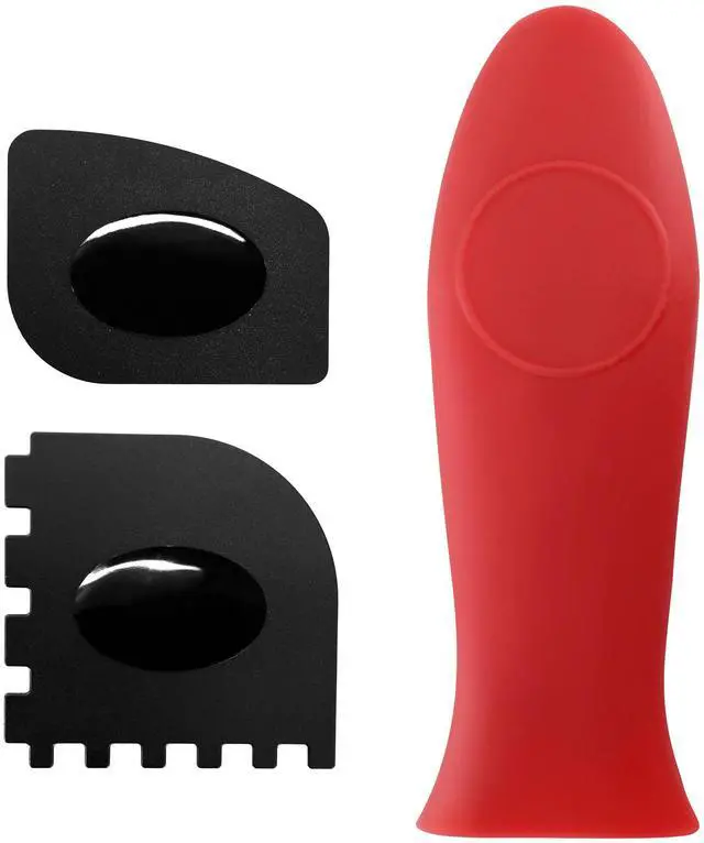 Alt view image 7 of 7 - MegaChef 13 Piece Cast Iron Skillet Set with Tempered Glass Lids and Silicone Holders