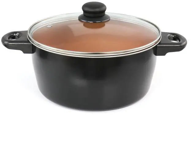 Alt view image 2 of 7 - Gibson Home Armada 7 Piece Carbon Steel Nonstick Cookware Set in Black and Copper
