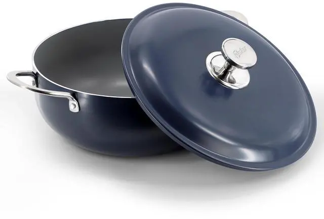 Alt view image 2 of 6 - Oster Cartagena 7.4 Quart Nonstick Aluminum Caldero with Lid in Blue