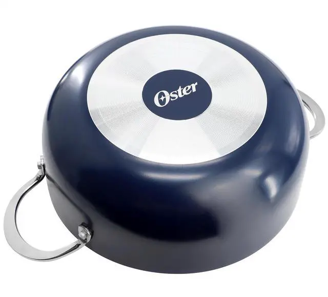Alt view image 3 of 6 - Oster Cartagena 3.8 Quart Nonstick Aluminum Caldero with Lid in Dark Blue