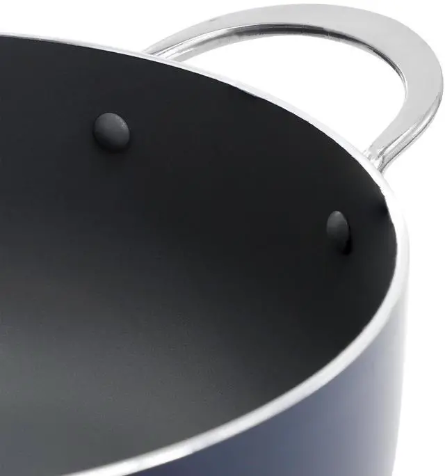 Alt view image 5 of 6 - Oster Cartagena 3.8 Quart Nonstick Aluminum Caldero with Lid in Dark Blue