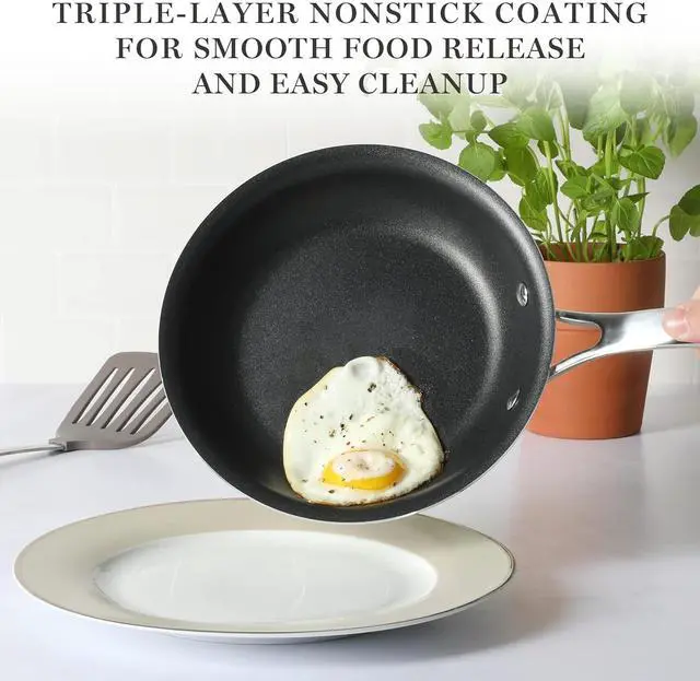 Alt view image 5 of 5 - Martha Stewart Lockton 2 Piece Aluminum 10 Inch and 12 Inch Frying Pan Set in Linen