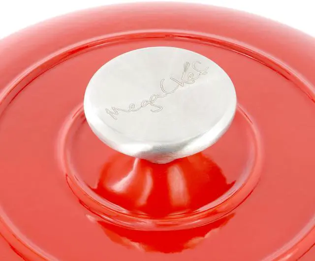 Alt view image 5 of 7 - MegaChef 6 Quart Enameled Cast Iron Bread Pot in Red with Baking Mat