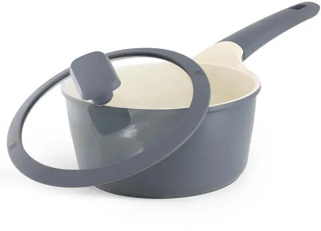 Alt view image 2 of 5 - Oster Rooney 2 Quart Ceramic Nonstick Aluminum Saucepan in Gray with Lid