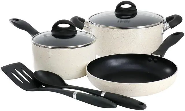 Main image of Oster Clairborne 7 Piece Nonstick Aluminum Cookware and Kitchen Tool Set in Linen