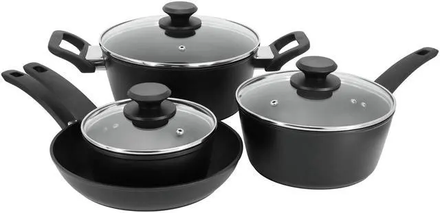 Main image of Oster Connelly 7 Piece Textured Nonstick Aluminum Cookware Set in Black