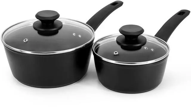 Alt view image 3 of 8 - Oster Connelly 7 Piece Textured Nonstick Aluminum Cookware Set in Black