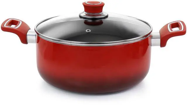 Alt view image 3 of 8 - Oster 7 Piece Non Stick Aluminum Cookware Set in Red
