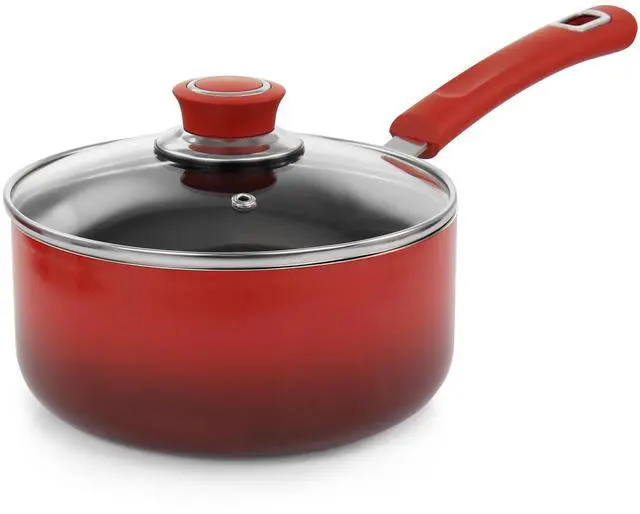 Alt view image 4 of 8 - Oster 7 Piece Non Stick Aluminum Cookware Set in Red