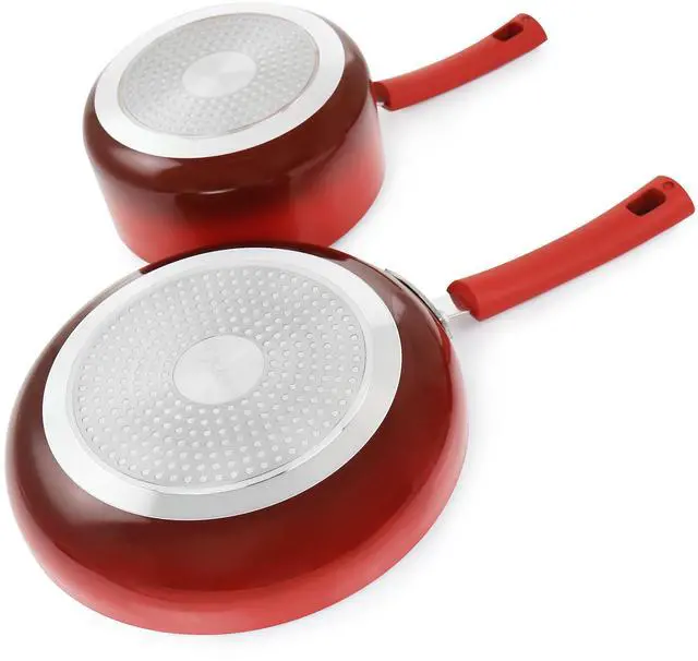 Alt view image 7 of 8 - Oster 7 Piece Non Stick Aluminum Cookware Set in Red