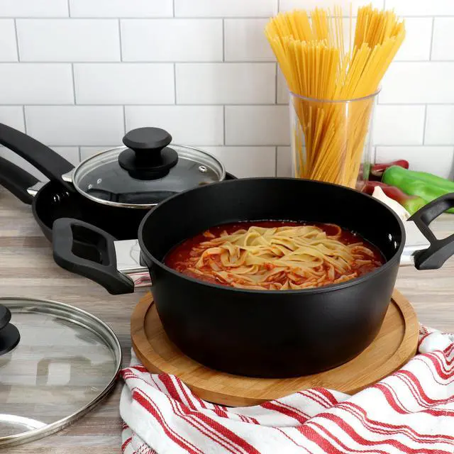 Alt view image 7 of 8 - Oster Connelly 7 Piece Textured Nonstick Aluminum Cookware Set in Black