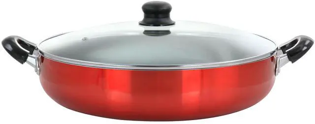 Main image of Better Chef 12 Inch Red Aluminum Deep Fryer Pan with Glass Lid