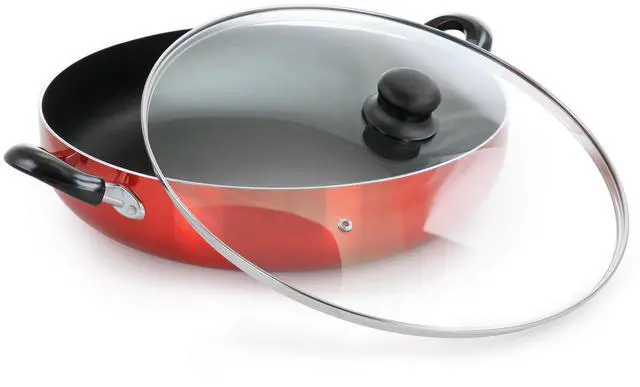 Alt view image 2 of 5 - Better Chef 12 Inch Red Aluminum Deep Fryer Pan with Glass Lid