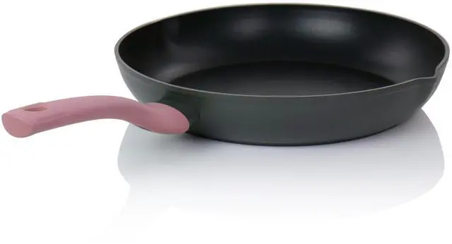Alt view image 2 of 6 - Oster Rigby 9.5 Inch Aluminum Nonstick Frying Pan in Pink with Pouring Spouts