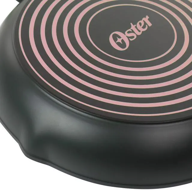 Alt view image 3 of 6 - Oster Rigby 9.5 Inch Aluminum Nonstick Frying Pan in Pink with Pouring Spouts