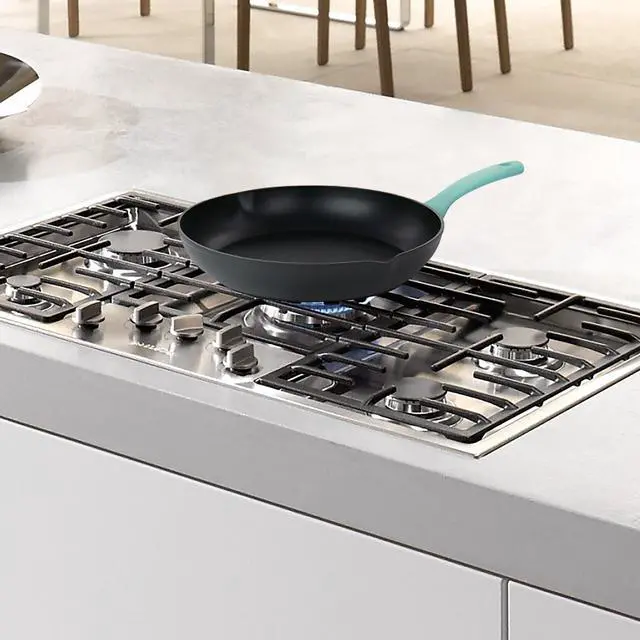 Alt view image 6 of 6 - Oster Rigby 9.5 Inch Aluminum Nonstick Frying Pan in Blue with Pouring Spouts