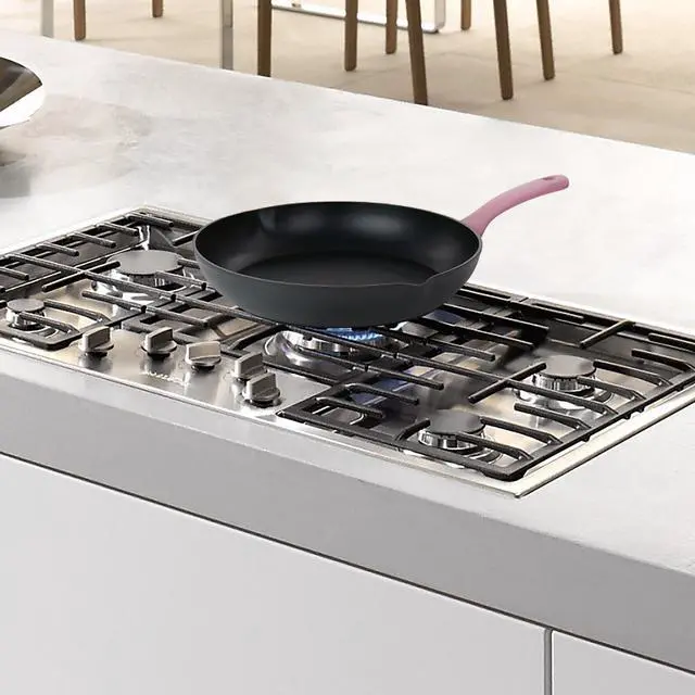 Alt view image 6 of 6 - Oster Rigby 9.5 Inch Aluminum Nonstick Frying Pan in Pink with Pouring Spouts