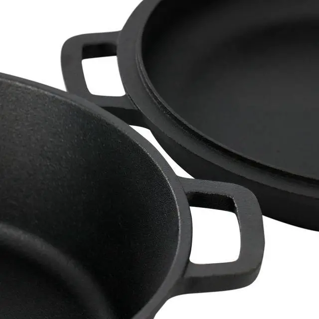 Alt view image 6 of 7 - MegaChef 5 Quart Pre-Seasoned 2-in-1 Cast Iron Dutch Oven and Skillet