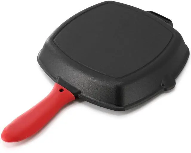 Alt view image 5 of 7 - MegaChef 10.4 Inch Pre-Seasoned Cast Iron Griddle with Tempered Glass Lid