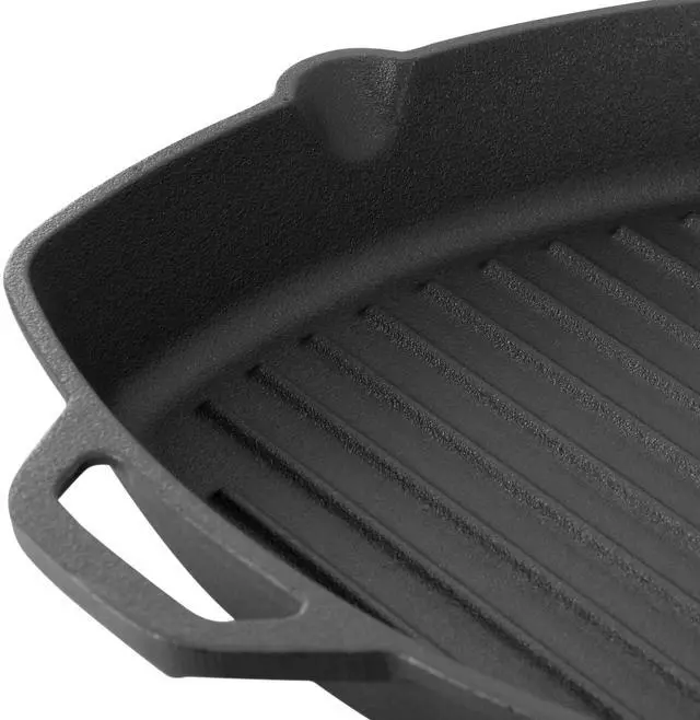 Alt view image 6 of 7 - MegaChef 10.4 Inch Pre-Seasoned Cast Iron Griddle with Tempered Glass Lid