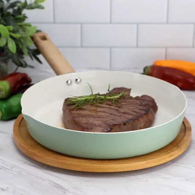 Alt view image 6 of 6 - Gibson Home Marbleton Ceramic Nonstick Alumium 11 Inch Frying Pan in Mint