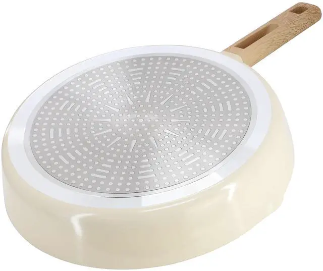 Alt view image 3 of 6 - Gibson Home Marbleton Ceramic Nonstick Alumium 9.5 Inch Frying Pan in Cream