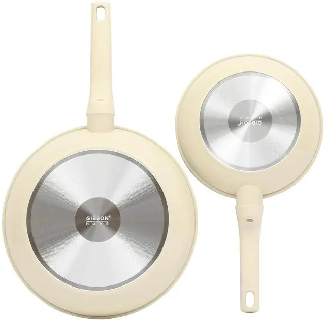 Alt view image 3 of 5 - Gibson Home Barnsdall 2 Piece 8 Inch and 10 Inch Nonstick Aluminum Frying Pan Set in Linen